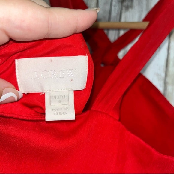 J.Crew Sinclair Vivid Poppy Silk Halter Dress | 0P - Picture 8 of 9